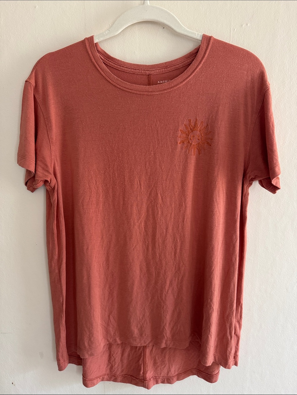 American Eagle Sun Embroidered Short Sleeve Tee
